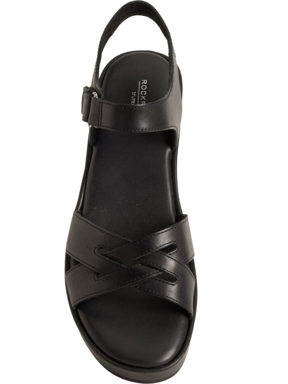 Rockport Size 9M Amira Wedge Leather Women's Sandals Black New